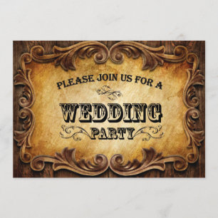 Invitación tipografía rústica boda western campestre