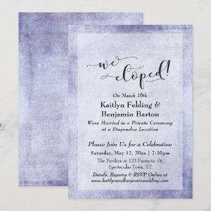 Invitación Tipografía Rústica Morada Nos Fugamos, Recepción