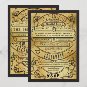 Invitación Tipografía Rústica Vintage Entrada Boda