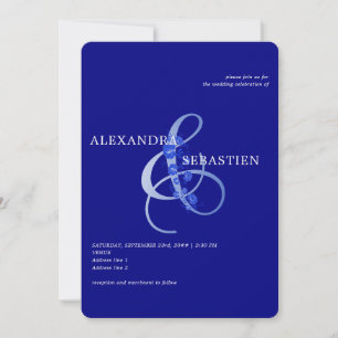 Invitación Tipografía simple azul marina Boho Ampersand Boda