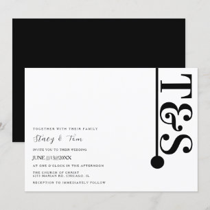 Invitación Tipografía simple de línea blanca y negra para log
