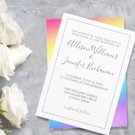Invitación Tipografía simple de Moda arcoiris Boda gay LGBTQ