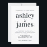 Invitación Tipografía simple de Moda Boda blanco negro<br><div class="desc">La invitación a las bodas, sencilla y de moda, presenta una tipografía elegante, moderna y de color negro sobre un fondo blanco. Simplemente agregue los detalles de su boda. Diseñado exclusivamente para usted por Happy Dolphin Studio. Si necesita ayuda o productos coincidentes, póngase en contacto con nosotros en happydolphinstudio@outlook.com. ¡Estamos...</div>