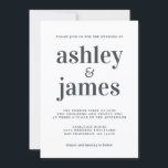 Invitación Tipografía simple de Moda Boda blanco negro<br><div class="desc">La invitación a las bodas, sencilla y de moda, presenta una tipografía elegante, moderna y de color negro sobre un fondo blanco. Simplemente agregue los detalles de su boda. Diseñado exclusivamente para usted por Happy Dolphin Studio. Si necesita ayuda o productos coincidentes, póngase en contacto con nosotros en happydolphinstudio@outlook.com. ¡Estamos...</div>