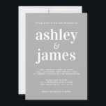 Invitación Tipografía simple de Moda Boda gris claro<br><div class="desc">La invitación a la boda, sencilla y de moda, presenta una tipografía blanca, elegante y moderna con un fondo gris claro. Simplemente agregue los detalles de su boda. Diseñado exclusivamente para usted por Happy Dolphin Studio. Si necesita ayuda o productos coincidentes, póngase en contacto con nosotros en happydolphinstudio@outlook.com. ¡Estamos encantados...</div>