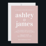 Invitación Tipografía simple de Moda Boda rosado plateado<br><div class="desc">La invitación a la boda, sencilla y de moda, presenta una tipografía blanca, elegante y moderna con un fondo rosa plateado. Simplemente agregue los detalles de su boda. Diseñado exclusivamente para usted por Happy Dolphin Studio. Si necesita ayuda o productos coincidentes, póngase en contacto con nosotros en happydolphinstudio@outlook.com. ¡Estamos encantados...</div>
