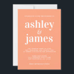 Invitación Tipografía simple de Moda Cantaloupe Naranja Boda<br><div class="desc">Una sencilla y moda invitación a las bodas incluye una tipografía blanca, elegante y moderna sobre un fondo naranja cantaloupe. Simplemente agregue los detalles de su boda. Diseñado exclusivamente para usted por Happy Dolphin Studio. Si necesita ayuda o productos coincidentes, póngase en contacto con nosotros en happydolphinstudio@outlook.com. ¡Estamos encantados de...</div>