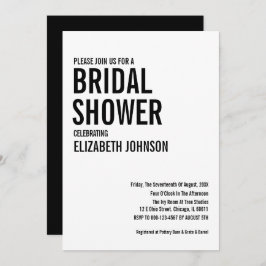 Invitación Tipografía simple ducha de novia