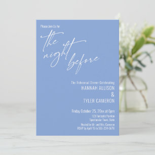 Invitación Tipografía Simple El Día Antes Azul Periwinkle