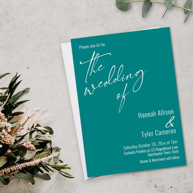 Invitación Tipografía Simple Elegante Teal La Boda De (Subido por el creador)