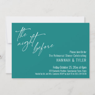 Invitación Tipografía Simple La Noche Anterior Verde Azulado
