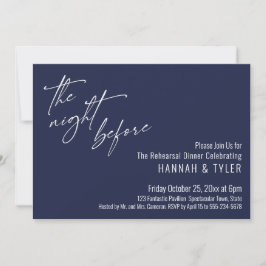 Invitación Tipografía Simple La Noche Antes Azul Marino