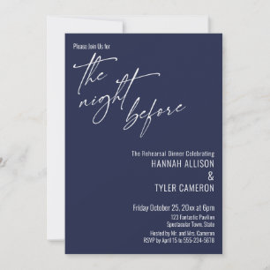 Invitación Tipografía Simple La Noche Antes de Azul Marino