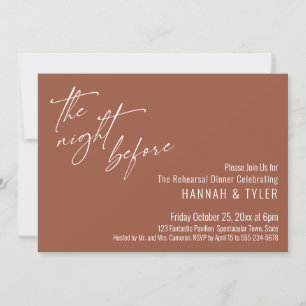Invitación Tipografía Simple La Noche Antes de Terracota