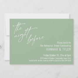 Invitación Tipografía Simple La Noche Antes Verde Salvia