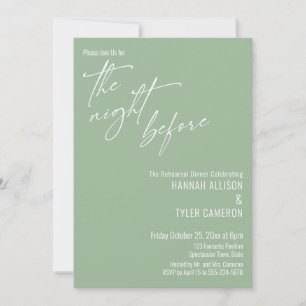 Invitación Tipografía Simple La Noche Antes Verde Salvia