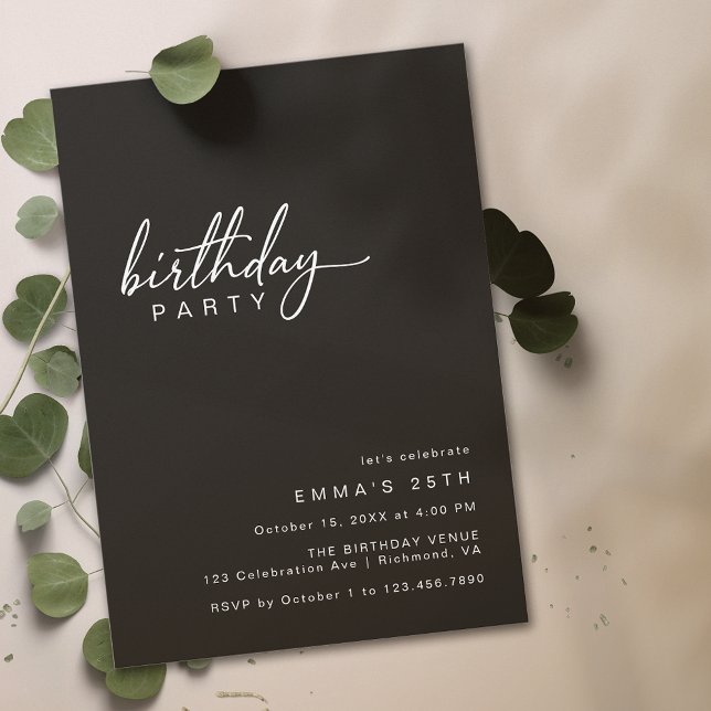 Invitación Tipografía simple | Moderna fiesta de cumpleaños n (Subido por el creador)
