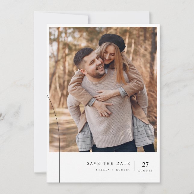 Invitación Tipografía Simple Romántica Foto Boda (Anverso)