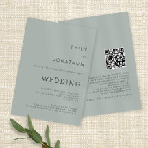 Tipografía Simple Verde Menta Código QR Boda