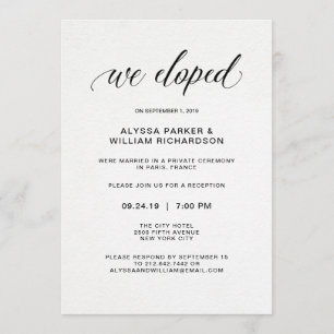 Invitación Tipografía Simple y Elegante Nos Fugamos   Recepci