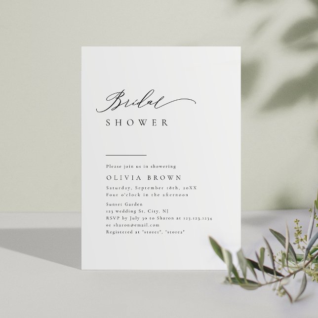 Invitación Tipografía simplemente elegante para ducha de novi (Simply Elegant Typography Modern Bridal Shower Invitation)