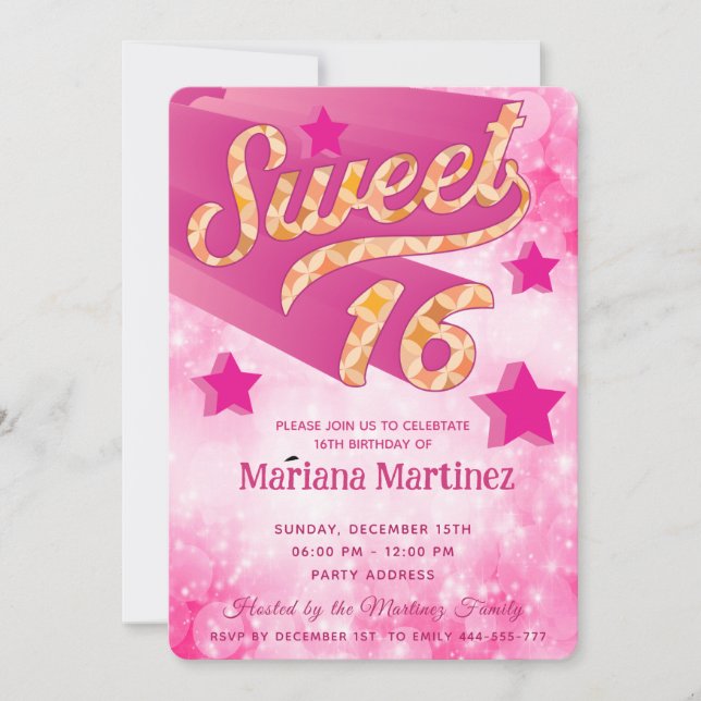 Invitación Tipografía super estrella de Guay moderna funky ro (Anverso)