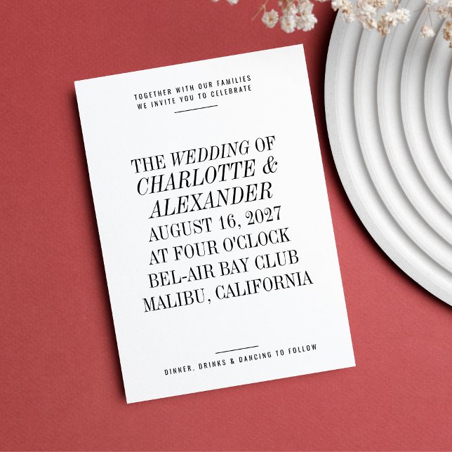 Invitación Tipografía ultra mínima Boda blanco negro (Subido por el creador)