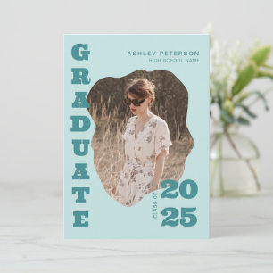 Invitación Tipografía Verde azulada retro moderna 2 Graduació