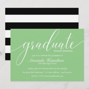 Invitación Tipografía Verde Césped Graduación cualquier año