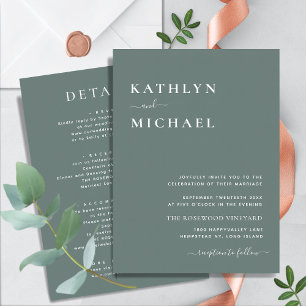 Invitación Tipografía Verde Moderna De Sage En Un Boda