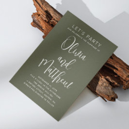 Invitación Tipografía verde sabio escritura boda + detalles Q