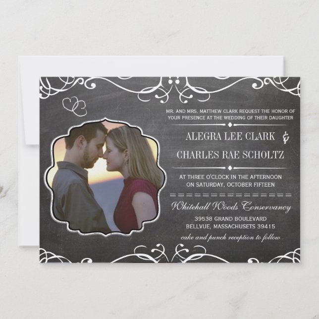 Invitación Tipografía victoriana moderna de Chalkboard (Anverso)