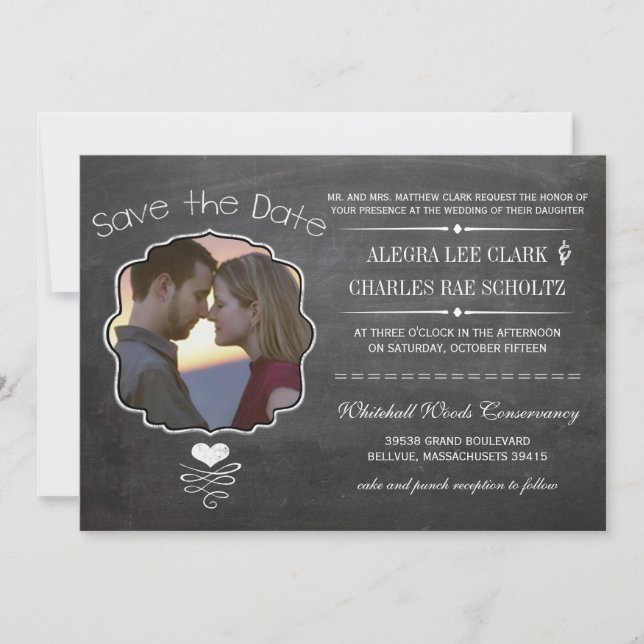 Invitación Tipografía victoriana moderna de Chalkboard (Anverso)