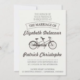 Invitación Típografía vintage Boda en bicicleta