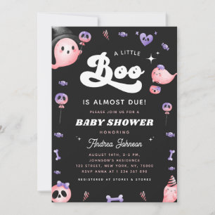 Invitación Tipografía y Chica fantasma rosado Baby Shower