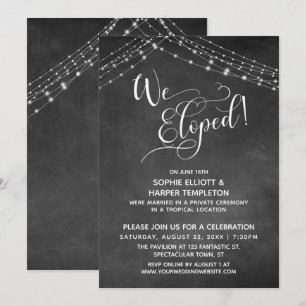 Invitación Tipografía y Luces Elegantes Nos Fugamos, Pizarra