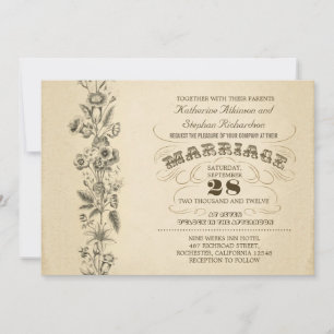 invitación tipográfica del boda del vintage
