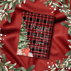 Invitación Tira de Cuadros de Árbol de Navidad Baby Shower