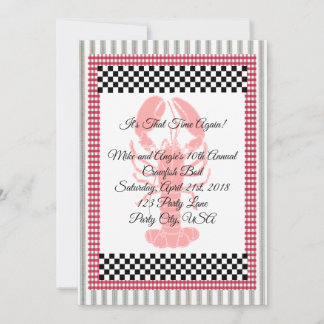Invitación Tira de patada Checkerboard Gingham Crawfish Boico