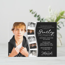 Invitación Tira de película única en blanco y negro 6 Graduac