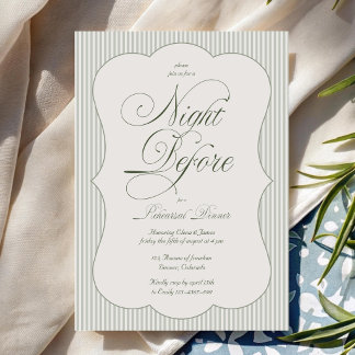 Invitación Tira de Verdor Noche Antes de Ensayo de Boda