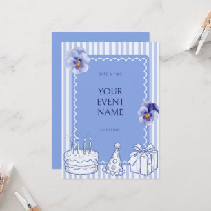 Invitación Tira de vieira azul pervinca