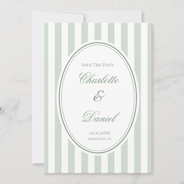 Invitación Tira personalizada menta para guardar la fecha (Anverso)