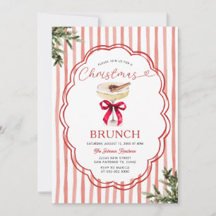 Invitación Tira Roja Festiva y Brunch de Navidad de Vacacione
