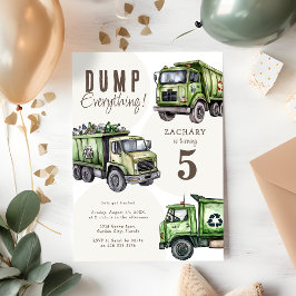 Invitación ¡Tira Todo! Cumpleaños de Niños con Camión de Basu