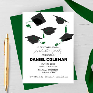 Invitación Tirada de Gorra de Graduación Moderna Fiesta de Gr
