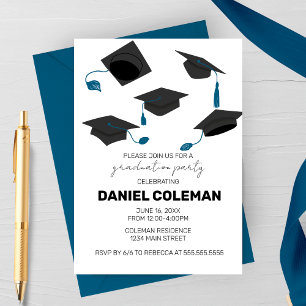 Invitación Tirada de Gorra de Graduación Moderna Fiesta de Gr