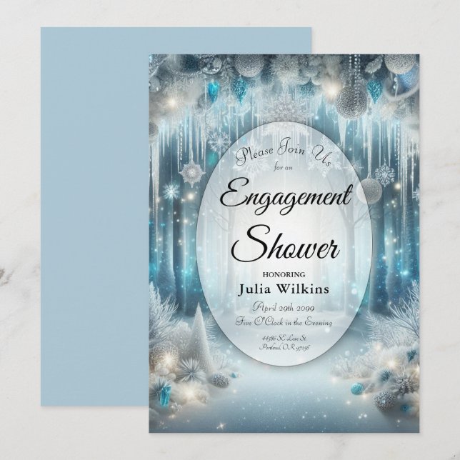 Invitación Tirando la nieve y la ducha de compromiso forestal (Anverso / Reverso)