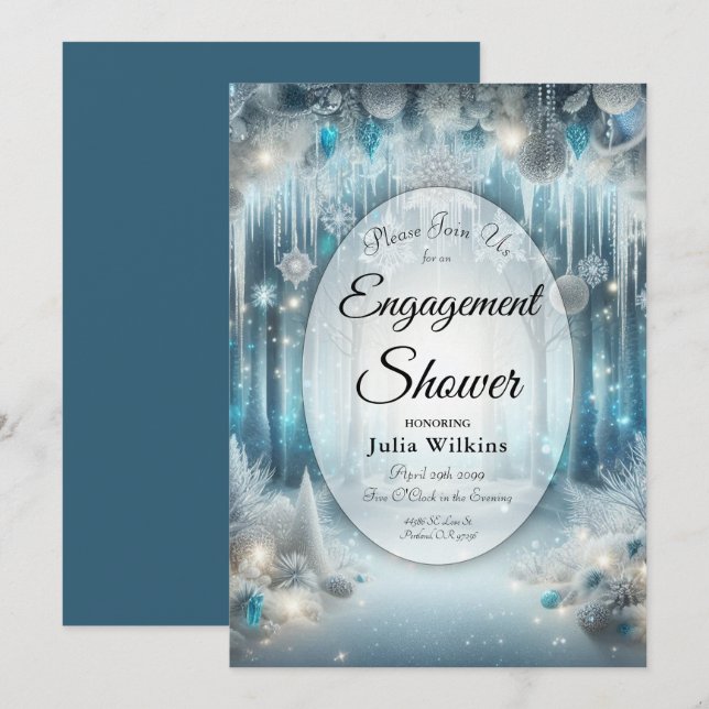 Invitación Tirando la nieve y la ducha de compromiso forestal (Anverso / Reverso)