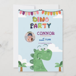 Invitación Tirannosauro verde lindo Rex/ fiesta de cumpleaños